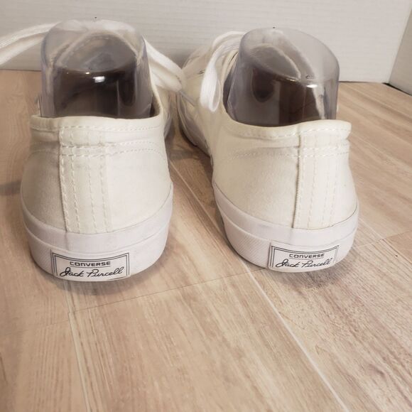Converse Jack Purcell White Leather Sneakers Men’s Sz 8.5 / Women's 10 low top - Picture 5 of 7